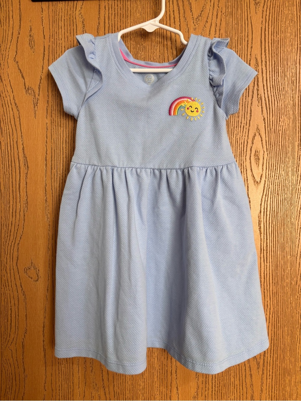 3T Light Blue Girls' Rainbow Sun Ruffle Sleeve Dress